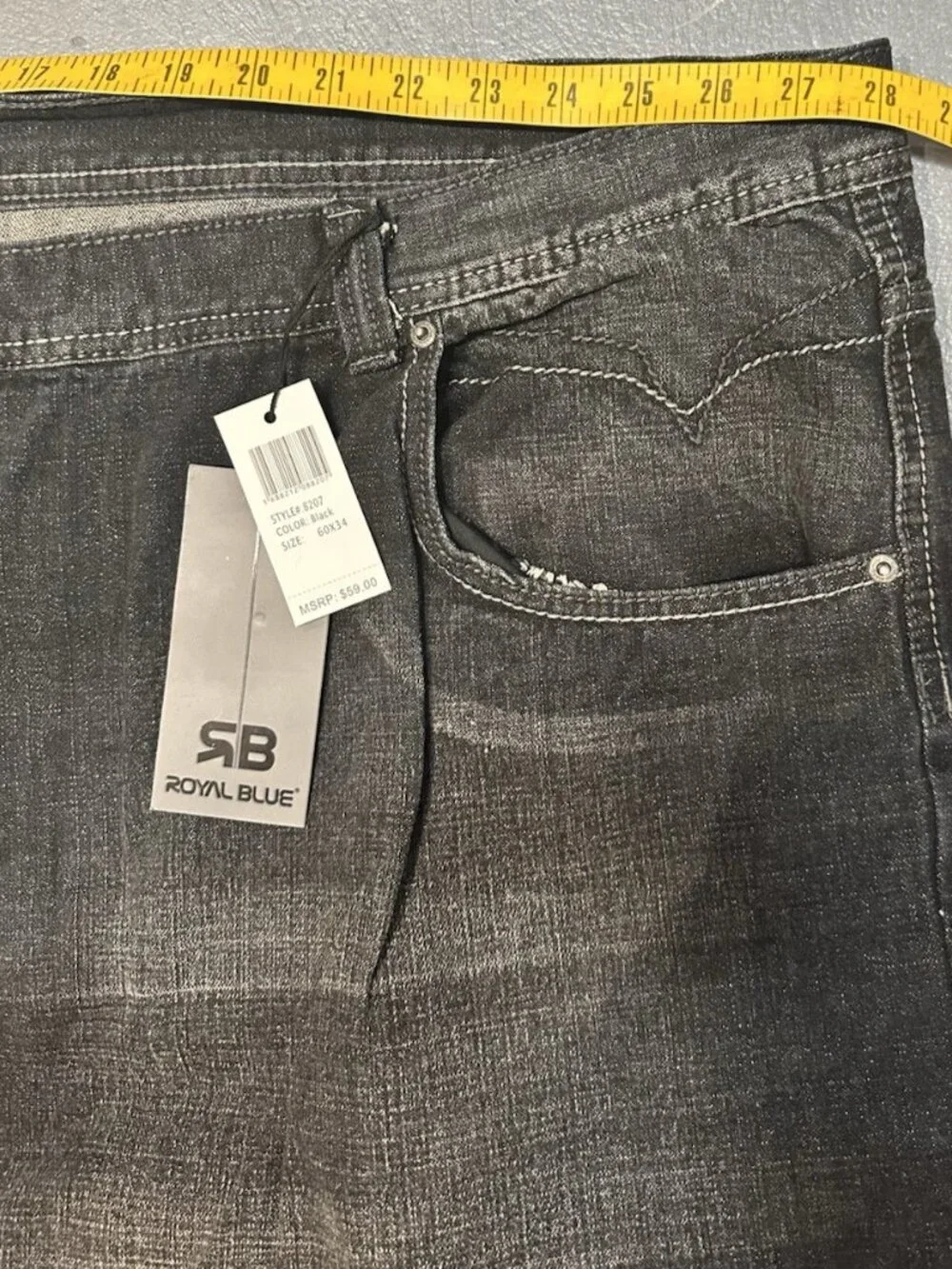 Royal Blue Brand Denim Jeans Men Size 60 x 34 Relaxed Fit Big & Tall New